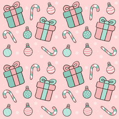 Cute Pastel Christmas Holiday Seamless Pattern