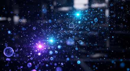 Cosmic Spark: An evocative visual of interstellar space, filled with luminous orbs, and radiant starlight, showcasing the mysteries of the cosmos. 