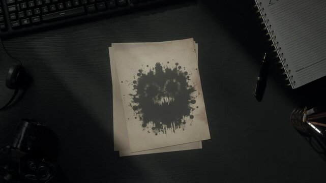 Rorschach Inkblot Test on Desk