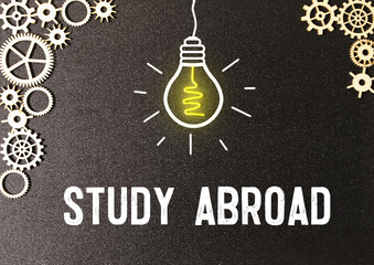 Hand writing inscription Study Abroad with marker, concept.