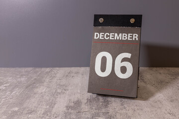 December 6. Date of December month. Number Cube