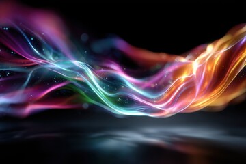 Colorful light waves swirling in vibrant patterns at night