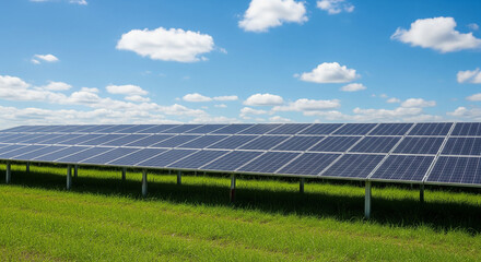 solar power plant on a green field