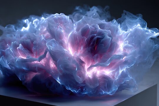 Digital art creation showcasing luminous smoky flowers with vibrant colors and intricate details