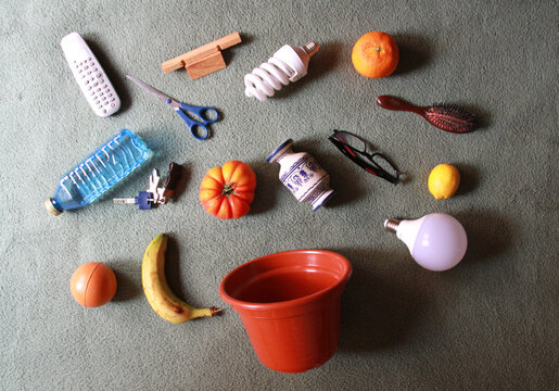 Objetos y cosas diferentes vistos desde arriba