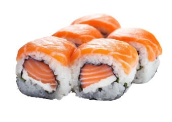 Salmon sushi rolls with cream cheese and rice