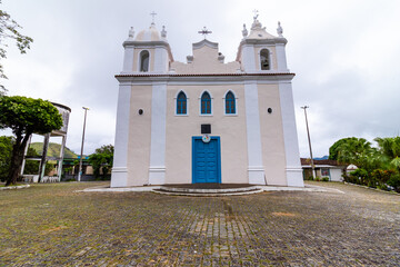 Matriz Church of Nossa Senhora da Concei&ccedil;&atilde;o in Viana, Esp&iacute;rito Santo, Brazil on a cloudy day