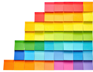 Rainbow gradient stack of square paper