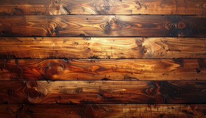 Rustic Wooden Plank Texture Background with Natural Grain and Knots Under Warm Studio Lighting