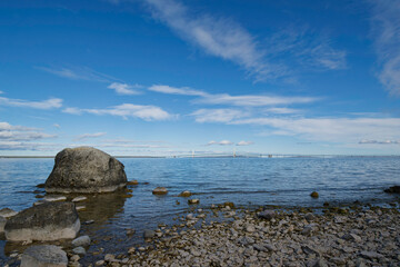 McGulpin Rock and the Mackinac Bridge in the background