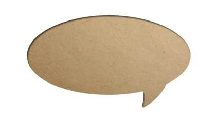 Beige, simple cartoon speech bubble against a dark background