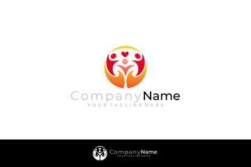 Charity logo with people care design vector, circle logos