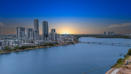 Wentworth Point a suburb in western Sydney newly built residential high rise apartments area on...