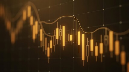 Gold candlestick financial stock investment exchange business market money finance indicator growth graph on 3d analysis background banking trade profit chart economy currency diagram.