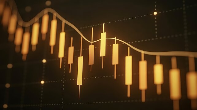 Gold candlestick financial stock investment exchange business market money finance indicator growth graph on 3d analysis background banking trade profit chart economy currency diagram.