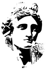 Woman gazes intently at the viewer in a graphic portrait