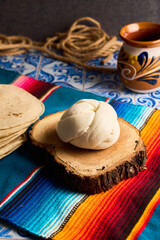 Mexican Oaxaca cheese or quesillo, traditional in Mexico Latin America
