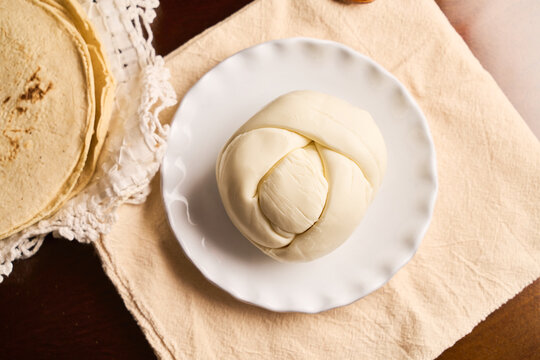 Oaxaca cheese ball or called quesillo, mexico.