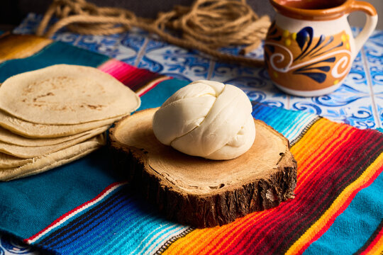 Traditional delicious Oaxaca cheese or Quesillo. Mexican food