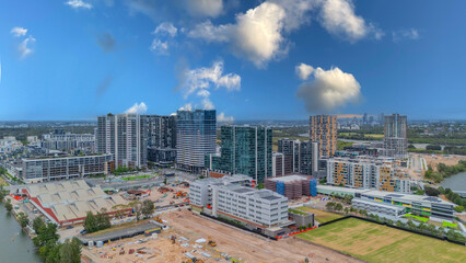 Wentworth Point a suburb in western Sydney newly built residential high rise apartments area on...