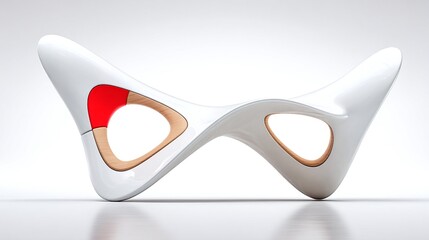 a unique, modern design resembling an upside-down bowl with a red and brown color scheme