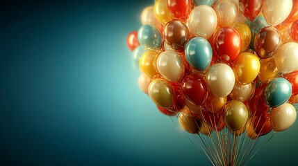 a vibrant bouquet of colorful balloons against a blurred background