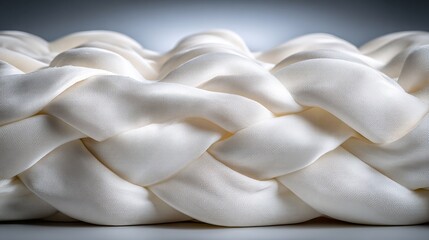 a close-up view of a braided white fabric