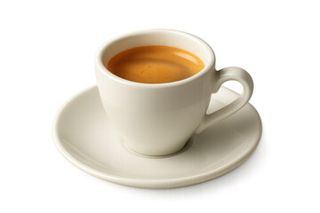 Espresso coffee cup with saucer on transparent background