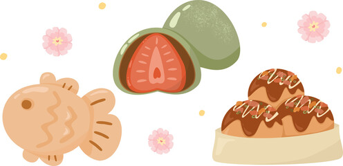 Taiyaki Takoyaki Daifuku Matcha Japanese Sweets and Snacks 