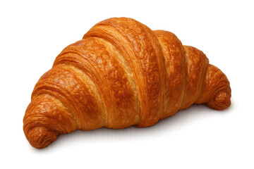 Golden baked croissant on transparent background