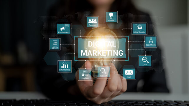 Digital marketing dashboard connecting data analytics, social media, SEO, and content strategy to improve business growth and customer engagement. Parse - Powered by Adobe