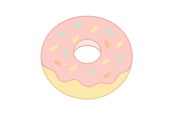 Pink donut with sprinkles, sweet dessert food