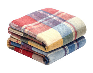 Stacked folded plaid blanket
