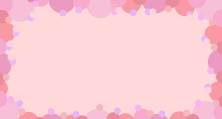 Pink Background Frame with Overlapping Red, Purple, and Pink Circles for a Soft, Festive, and Romantic Decorative Design Ideal for Invitations or Announcements