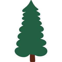 Stylized Green Christmas Tree With Brown Trunk On Transparent Background