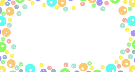 Top and Bottom Border of Donut-Shaped Circles in Orange, Green, Blue, Pink, and Purple for a Playful, Festive, and Minimalist Decorative Design