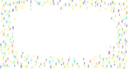Rectangular Frame with Colorful Confetti Border in Blue, Green, Yellow, Orange, Pink, and Purple for a Festive, Playful, and Minimalist Decorative Design