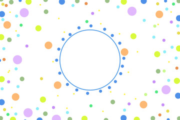 Central Blue Circle Surrounded by Multicolor Dots in Green, Orange, Purple, and Yellow for a Playful, Festive, and Minimalist Decorative Design