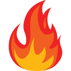 Stylized Flame Icon with Blazing Orange Red and Yellow Tones on Transparent Background Representing Fire Energy and Heat