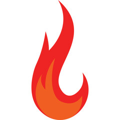 Stylized Flame Illustration With Red Orange Yellow Colors Against A White Background In A Flat Design With Clean Lines and Smooth Curves And A Transparent Background For Easy Use