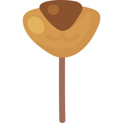 Stylized Flat Design Dog Treat on a Stick with Brown and Tan Colors on Transparent Background Simple Vector Illustration