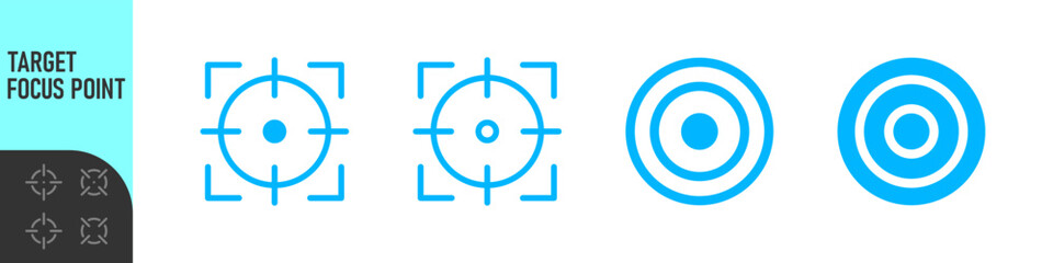 Minimal target or focus point icons in modern style. for design elements related to focus, aim, location, or accuracy, crosshair indicators, precision icon. Color set icon