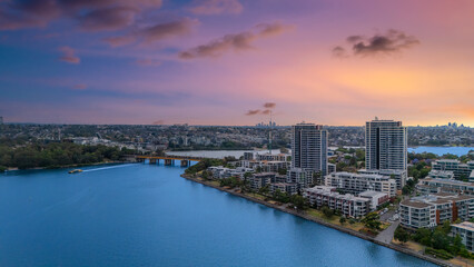 Wentworth Point a suburb in western Sydney newly built residential high rise apartments area on Parramatta River Sydney NSW Australia