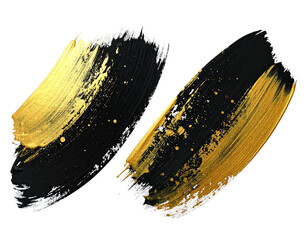 Gold & black brushstrokes on dark, textured surface