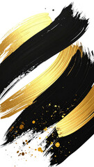 Gold, black brushstrokes over background