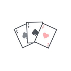 Four aces of hearts and spades are isolated on white, ready for the next card game of poker