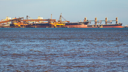 Port of Vit&oacute;ria with Cargo Ships and Coastal View, Esp&iacute;rito Santo, Brazil