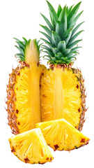 Sliced pineapple with top & wedges