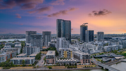 Wentworth Point a suburb in western Sydney newly built residential high rise apartments area on Parramatta River Sydney NSW Australia