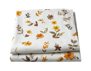 Folded white fabric, floral pattern in muted autumn tones